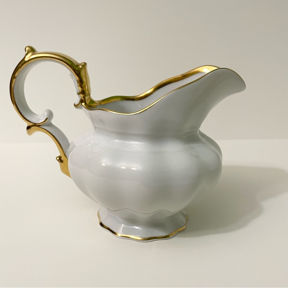 Vintage German Furstenberg White & Gold Pitcher